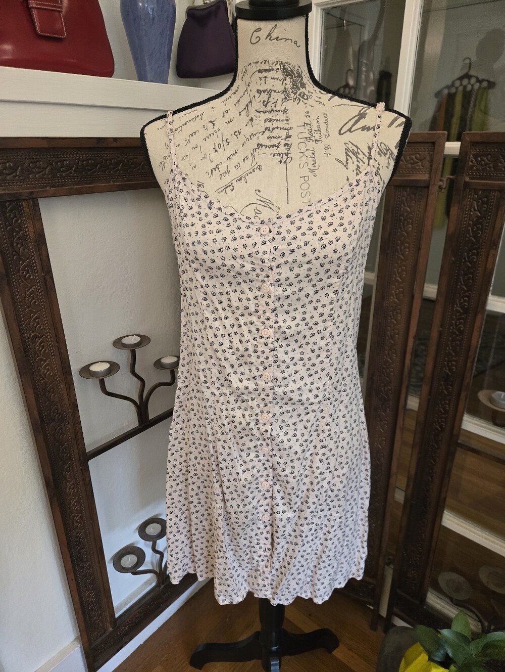 Divided Pale Pink Floral Mini Sundress, Sz S